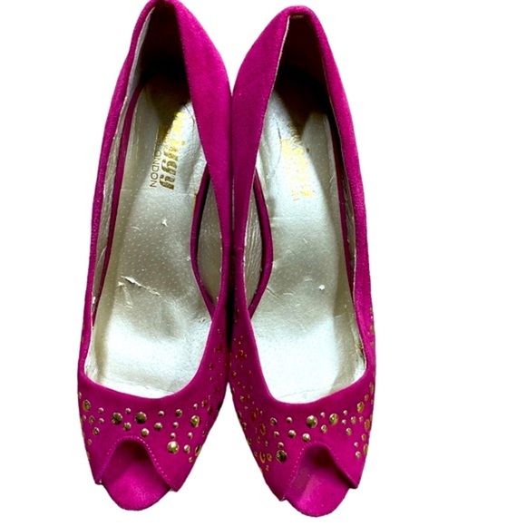 Twiggy of London pink vintage heels leather size 8 1/2 medium - Picture 3 of 11